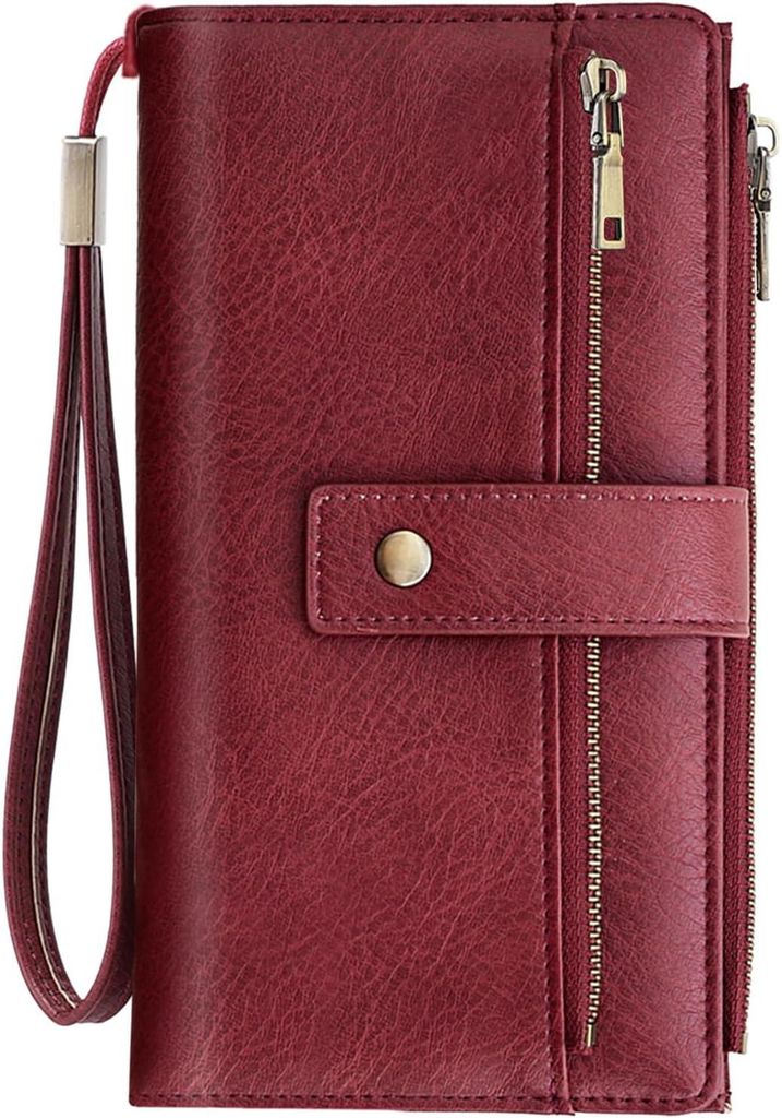 Geldbörse Damen Groß mit RFID Schutz, Kunstleder Vintage Portemonnaie für Frauen, 24 Kartenfächer, 2 ID Fenster, Münzfach, Handyfach, stilvoll...