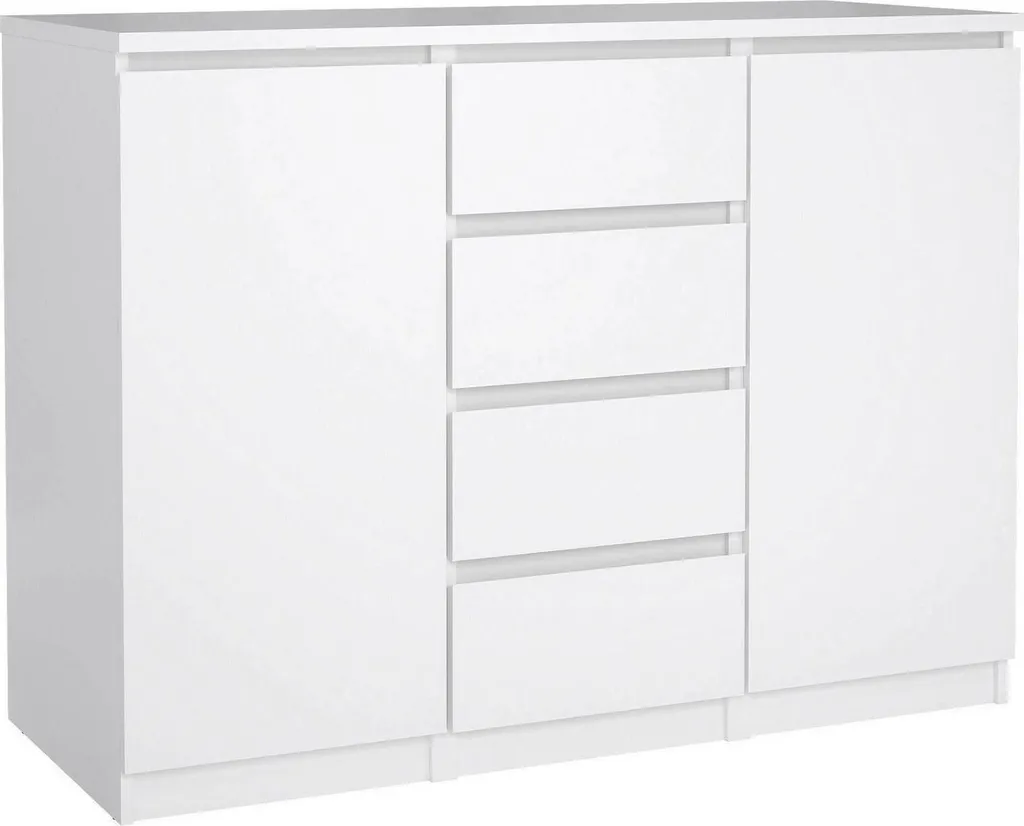 Buffet de cuisine blanc brillant NAIA - Rangement vaisselle pour salon