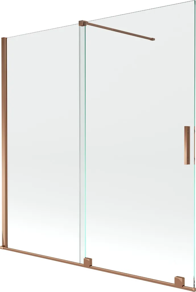Paroi Baignoire 160x150 cm en Verre Trempé avec Profilés Or Rose Chic
