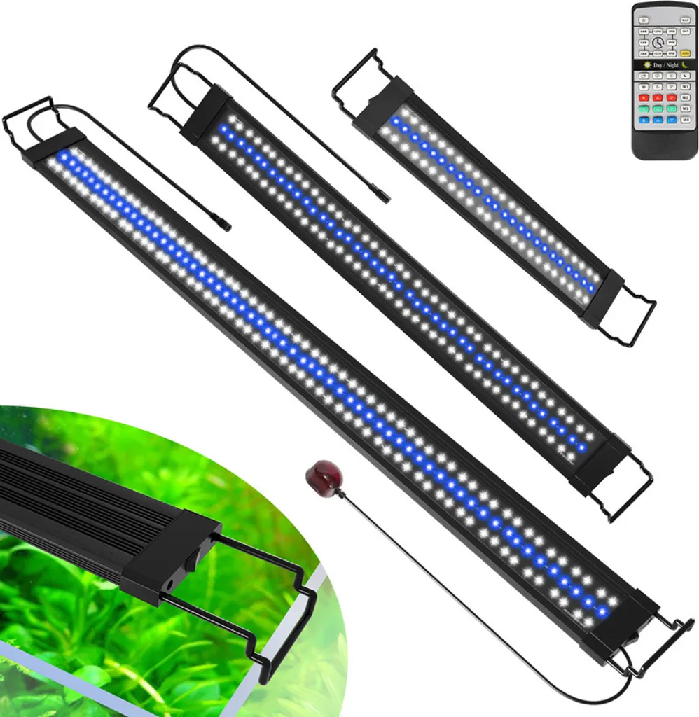 Fiqops LED acquario lampada serbatoio luce dimmerabile con telecomando, 120-150cm, 45w