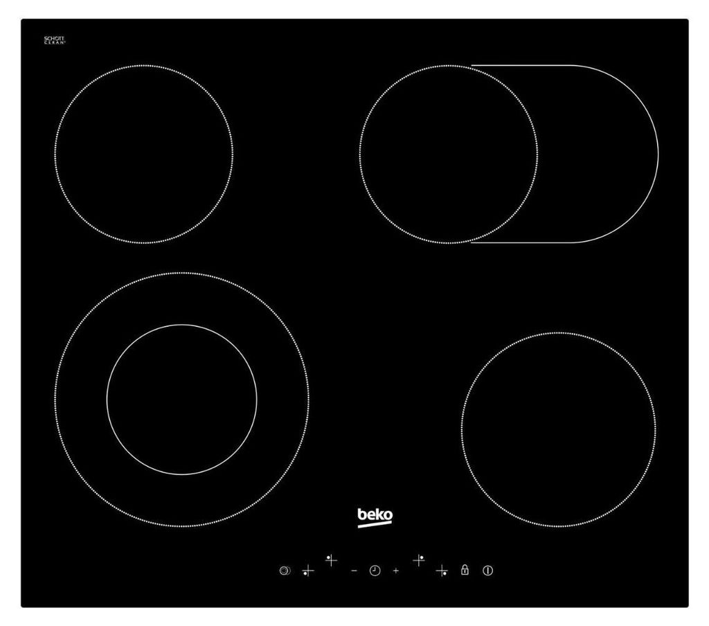 Table de cuisson vitrocéramique 60cm 4 feux 6900w noir - Image du produit 