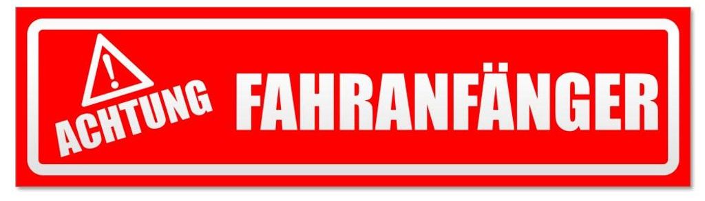 Kiwistar - Autoaufkleber - Rot - 60 x 16 cm - Achtung Fahranfänger invertiert - Hinweis Aufkleber Sticker für Auto, Kfz, Fahrrad, PKW, LKW