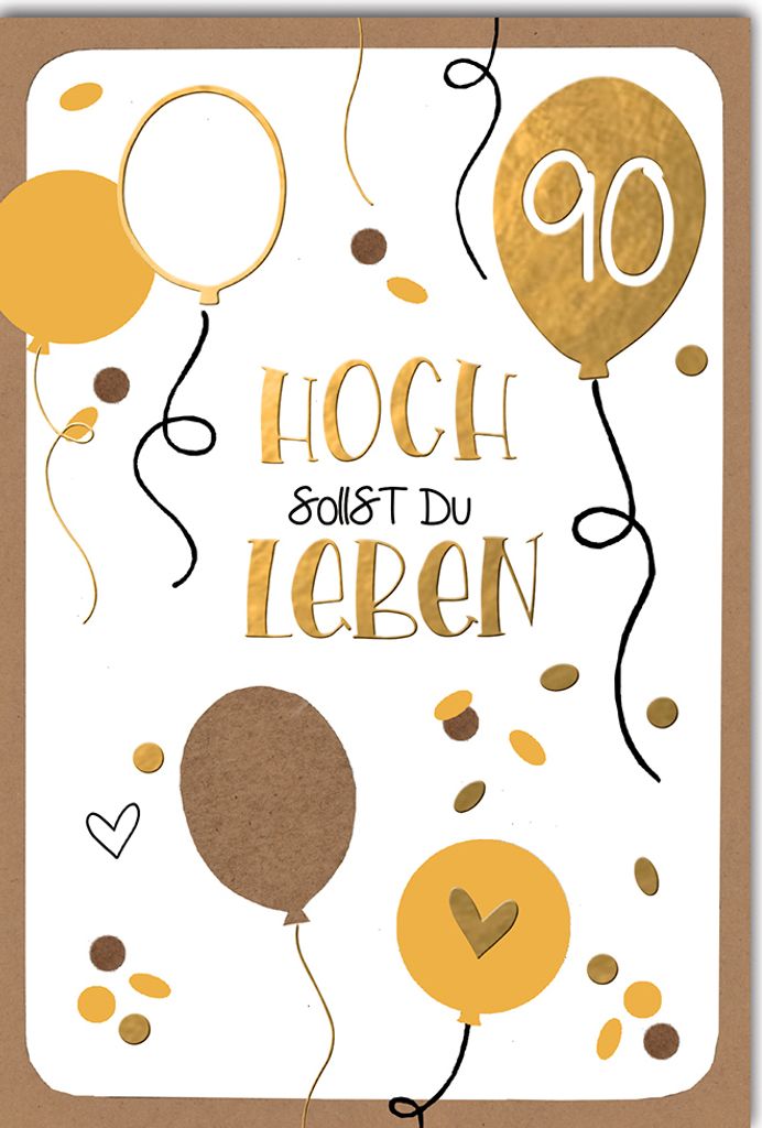 90. Geburtstag - Glückwunschkarte im Format 11,5 x 17 cm - Produktbild 