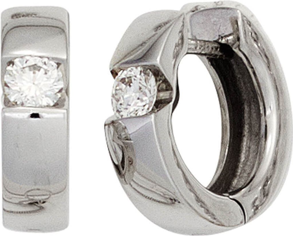 Ohrringe Creolen 13mm mit Diamanten Brillanten 585 Gold Weißgold Damen