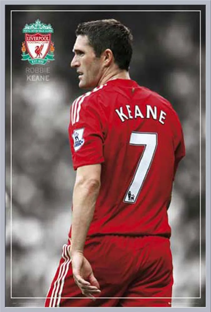 Cadre Argenté Shinsuke® avec Affiche Liverpool FC Robbie Keane Acrylique
