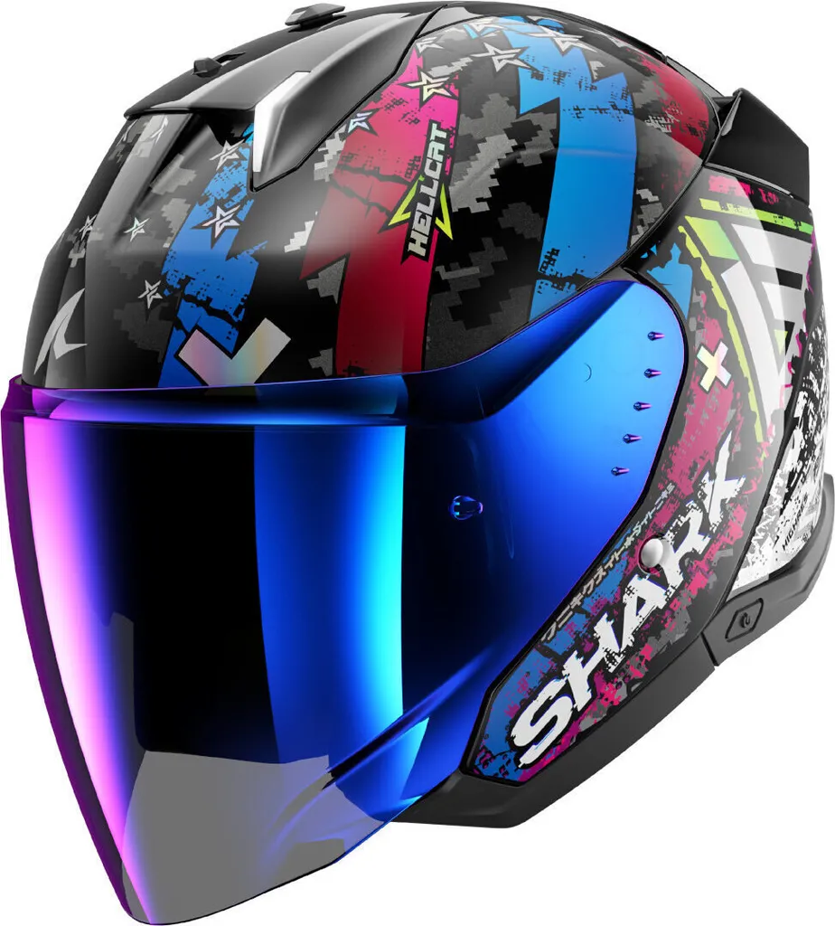 Casque Jet Shark Skwal I3 Hellcat Noir L avec Écran Solaire Intégré