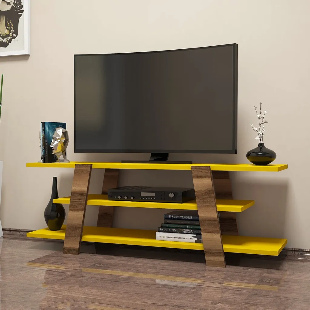 Mobile Porta TV Skye Decor Flower 120x42cm Noce Giallo Melamina