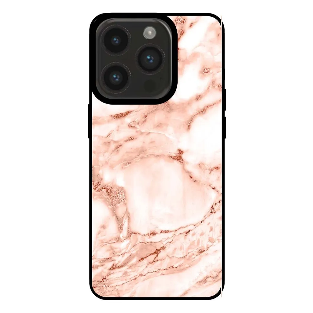 Custodia iPhone 14 Pro Anti-Urto Effetto Marmo Bianco Oro Rosa