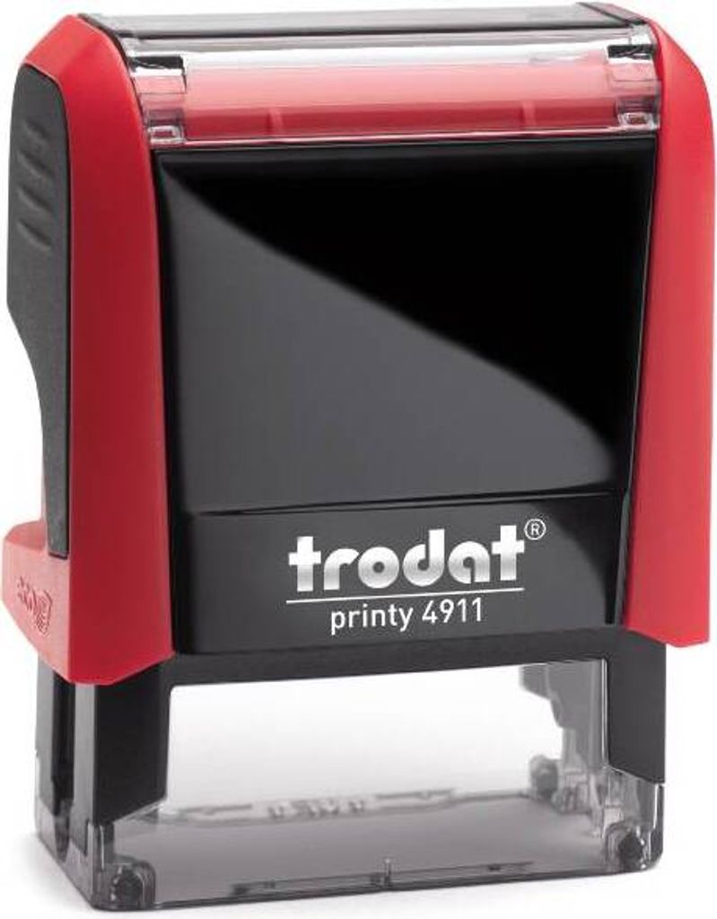 trodat Textstempelautomat Printy 4911, 4-zeilig, rotes Gehäuse, schwarzes Kissen