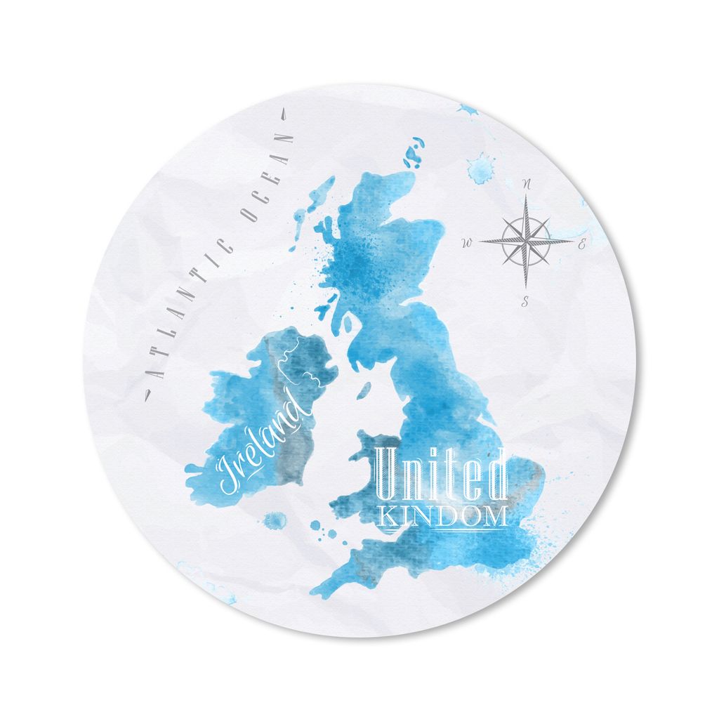 MuchoWow Mauspad Mousepad England - Weltkarte - Blau 40x40 cm - Mousepads - Maus Mat - Pad - Mausunterlage - Schreibtisch Accessoires