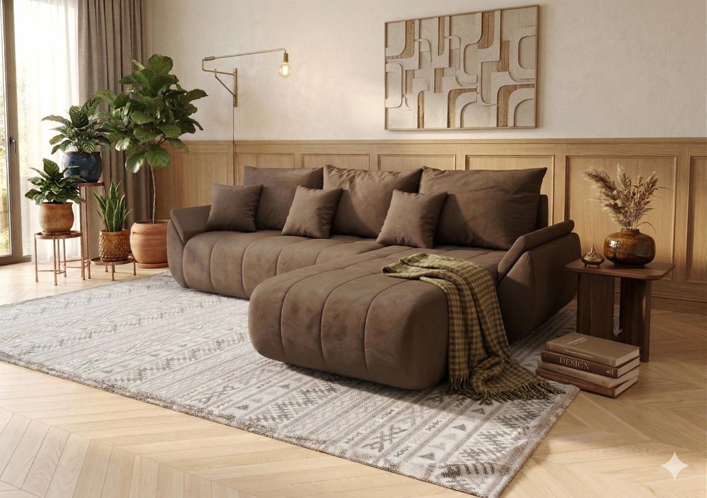 Ecksofa mit Schlaffunktion SYDNEY Braun Rechts