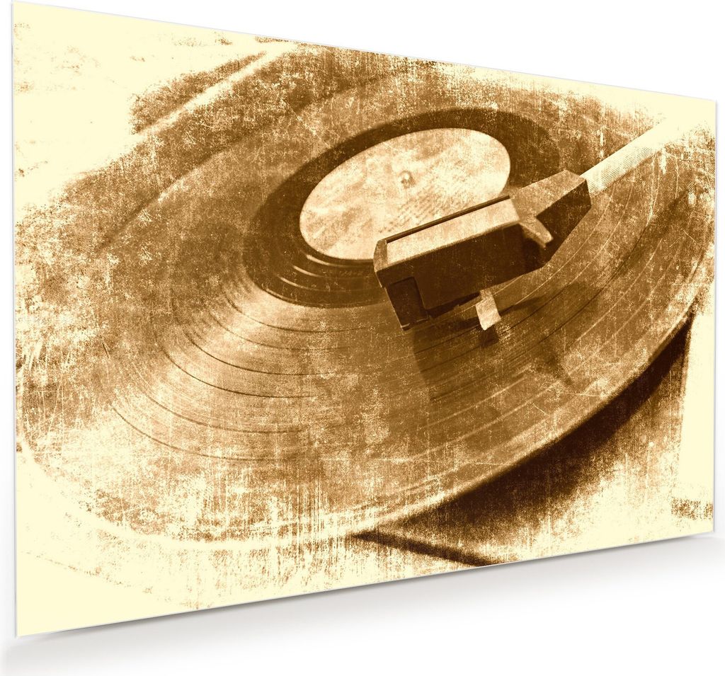 Glasbild Wandbild Vinyl-Player-Hintergrund 45x30cm in XXL für Wohnzimmer, Schlafzimmer, Badezimmer, Flur