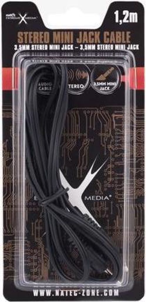 NATEC 1.2m 3.5mm, 3.5mm, Männlich, 3.5mm, Männlich, 1,2 m, Schwarz