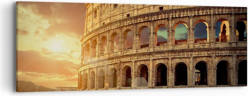 Bild auf Leinwand - Leinwandbild - Coloseum Roma Architektur Italien - 90x30cm - Wand Bild - Wanddeko - Leinwanddruck - Bilder - Kunstdruck - Leinw...