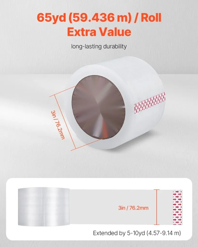 Pack de 6 rubans d'emballage transparents 76,2mm x 60m adhésif fort