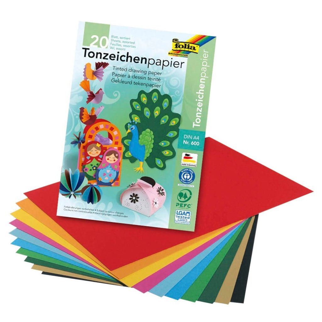 Glorex Tonzeichenpapierblock 130g/m² sortiert A4, 20 Blatt Produktbild 10