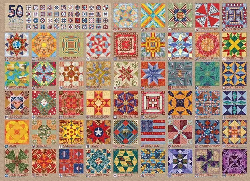 Casse-tête 1000 pièces Thème Quilt Américain par Cobble Hill - Coloré