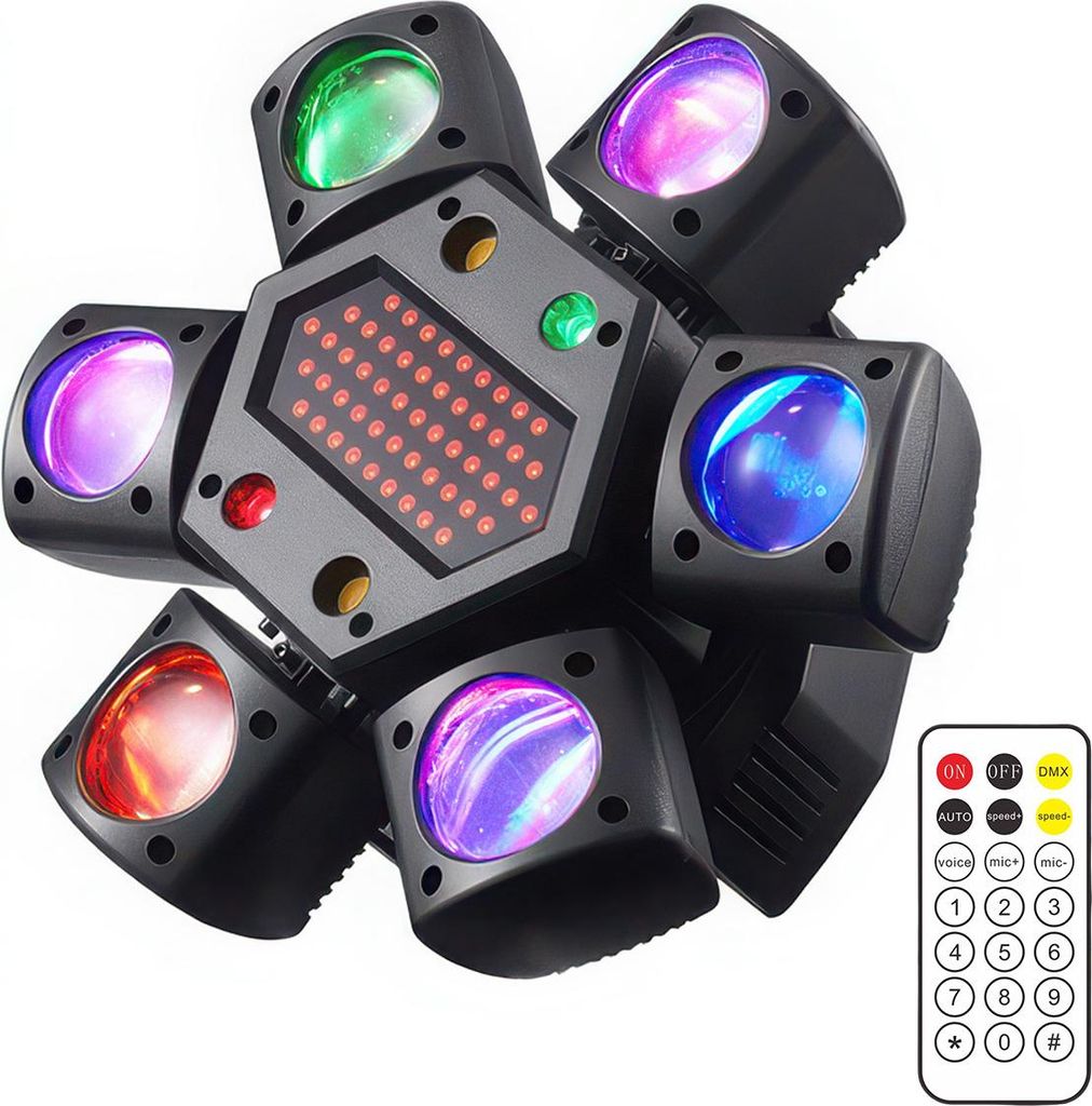 Tragbarer Disco-Scheinwerfer, 80 W Mini-Effektlicht, XJG06 RGB-LED-Licht, mit Fernbedienung, ideal für Karaoke, Familienfeiern, Geburtstagsfeiern ...
