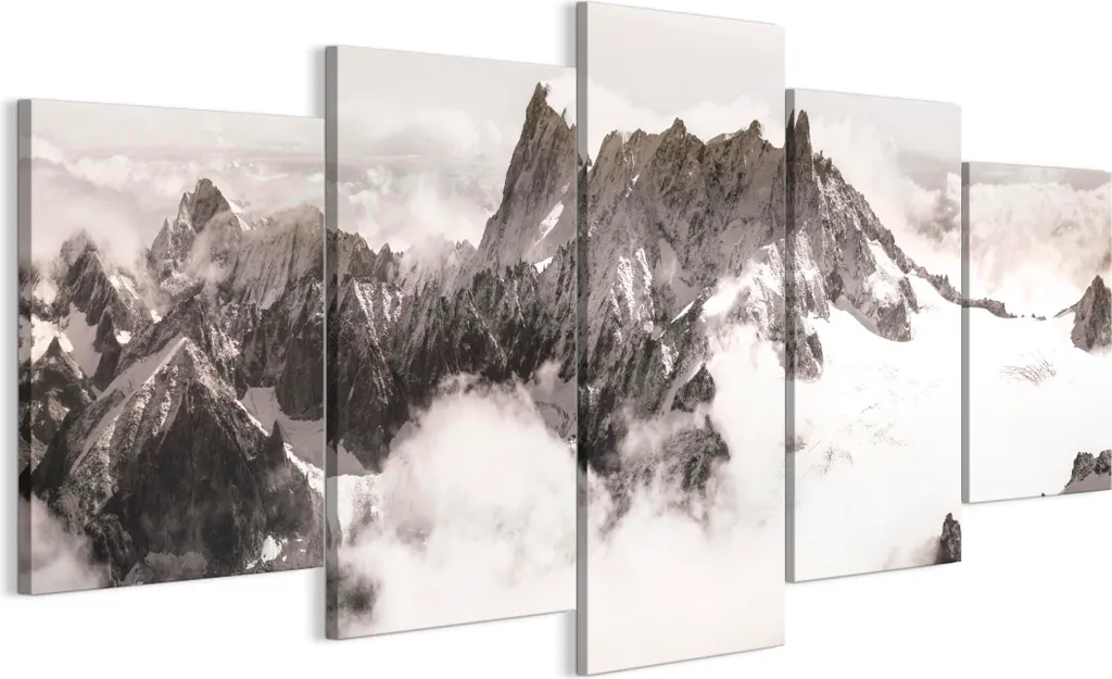 Decorazione Parete 150x75 cm LUMASOUL - Quadro 5 Pezzi Motivo Neve