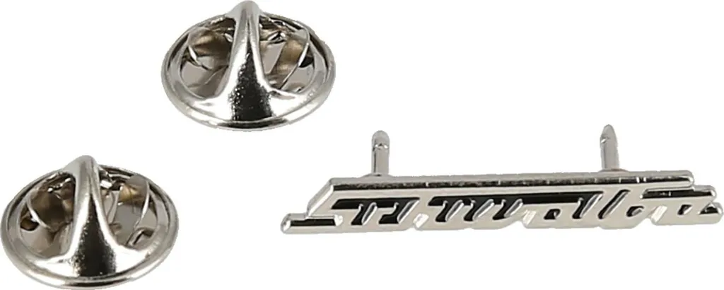 Simson Pin Schwalbe lettering, nero argento, 28mm