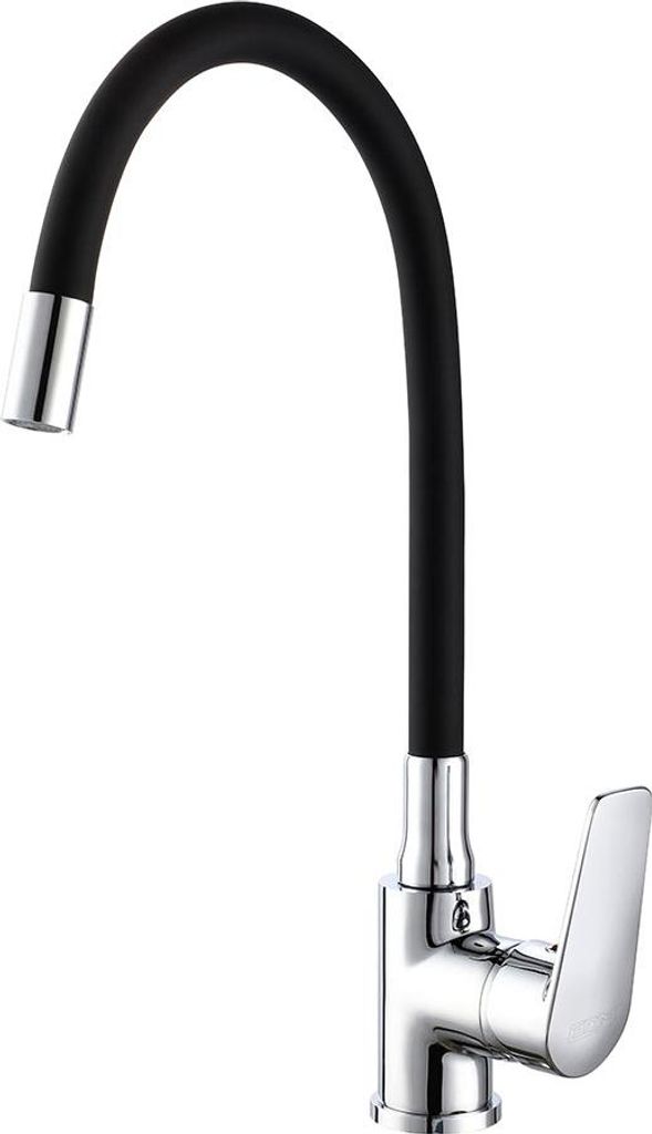 Einhand-Küchenarmatur Baiona mit flexiblem Gummischlauch, schwarz
