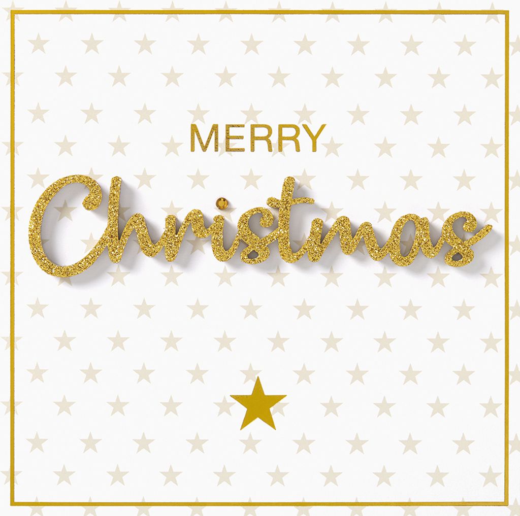 Weihnachten Lettering Glückwunschkarte im Format 15 x 15 cm mit Umsc
