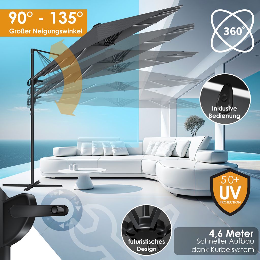 KESSER® Sonnenschirm Doppelsonnenschirm 4,6m x 2,7m | Produktbild 4