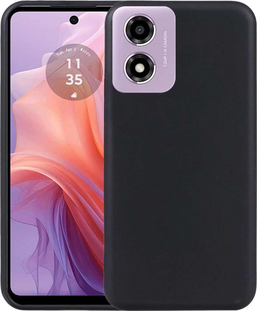 Mobigear Basics Motorola Moto E14 Hülle Flexibles TPU Backcover - Schwarz