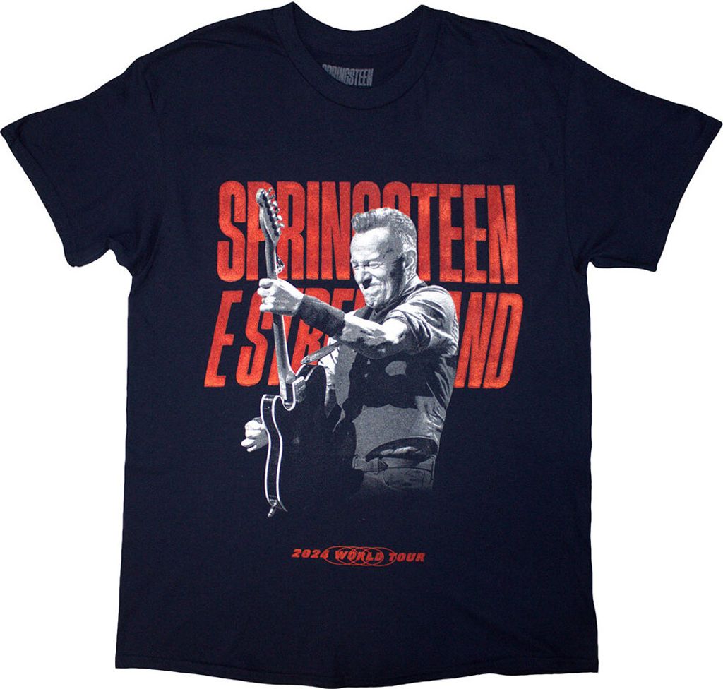 Bruce Springsteen - "Tour '24" T-Shirt Rückseitiger Aufdruck für Herren/Damen Uni RO13100 (S) (Dunkles Marineblau)