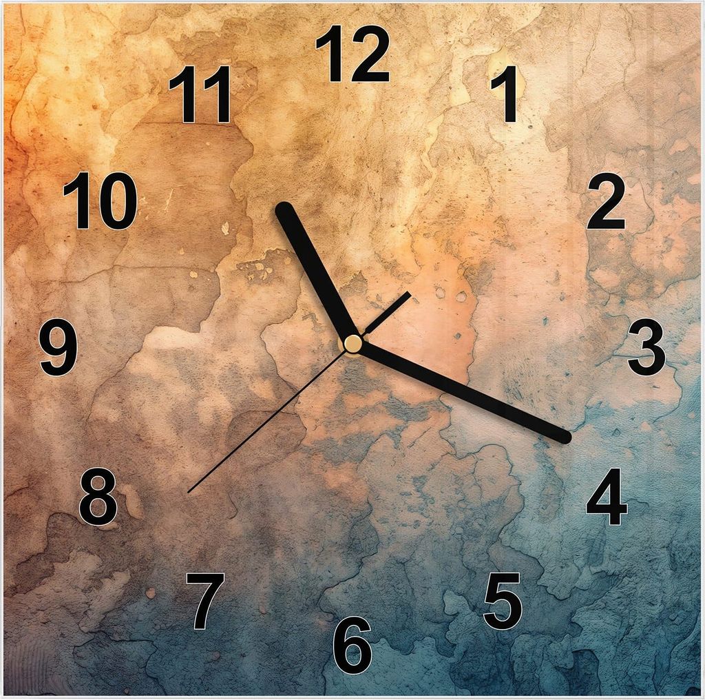 Wanduhr aus Glas mit Motiv Aquarellkunst- 30 x 30 cm - inkl. Aufhängesystem