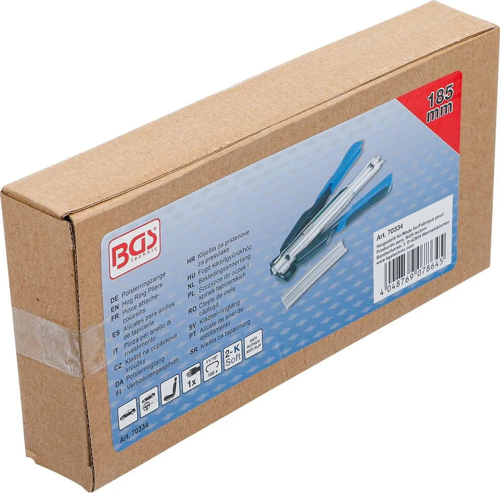 Pinza BGS 70334 per Sedili Auto e Divani | Kit Anelli Imbottitura 185mm - 7