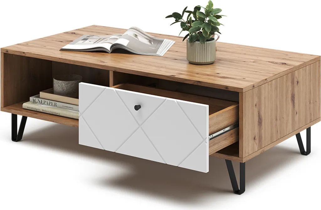 Table basse Vicco Nizza Chêne Artisan 110x60cm Modèle 40256 Robuste - 7