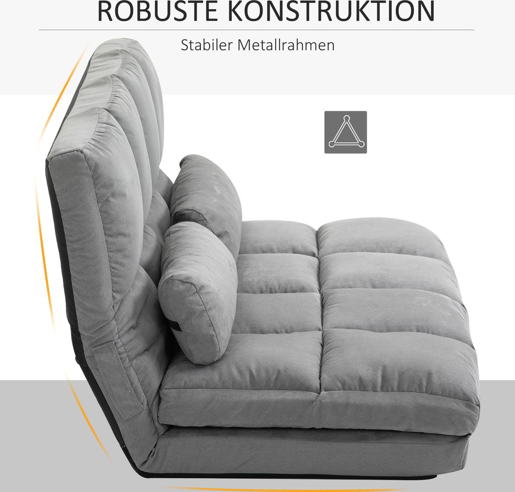 HOMCOM Bodenstuhl 2-in-1 Bodensessel Bett mit Rückenlehne 3 Produktbild 5