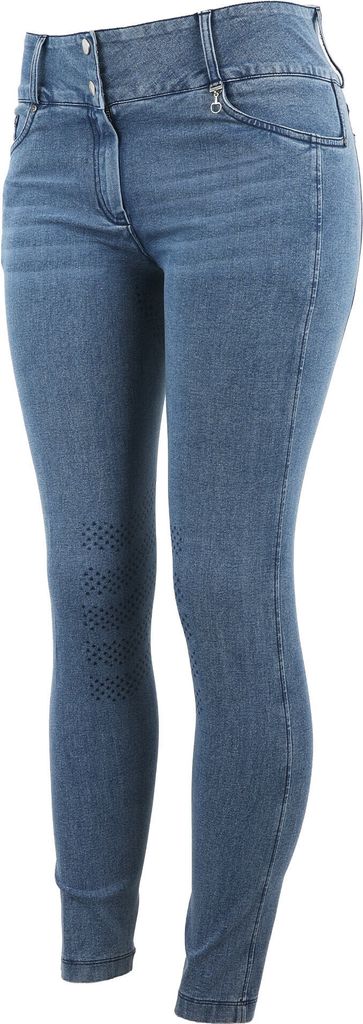 Horze Carolyn Damen Denim Vollbesatzreithose , Blau, 38