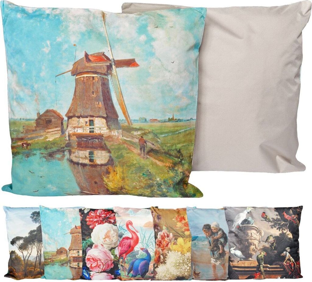JACK Outdoor Lounge Kissen 45x45cm Motiv Dekokissen inkl. Füllung Wasserfest Sitzkissen Garten Stuhl, Farbe:Windmühle