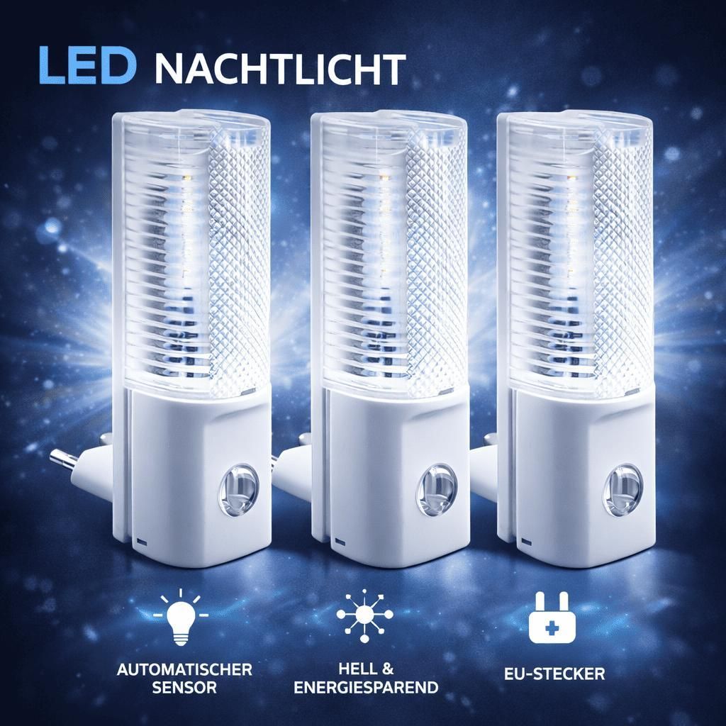 3 x LED Nachtlicht Set Steckdose Nachtlampe Babylicht Produktbild 