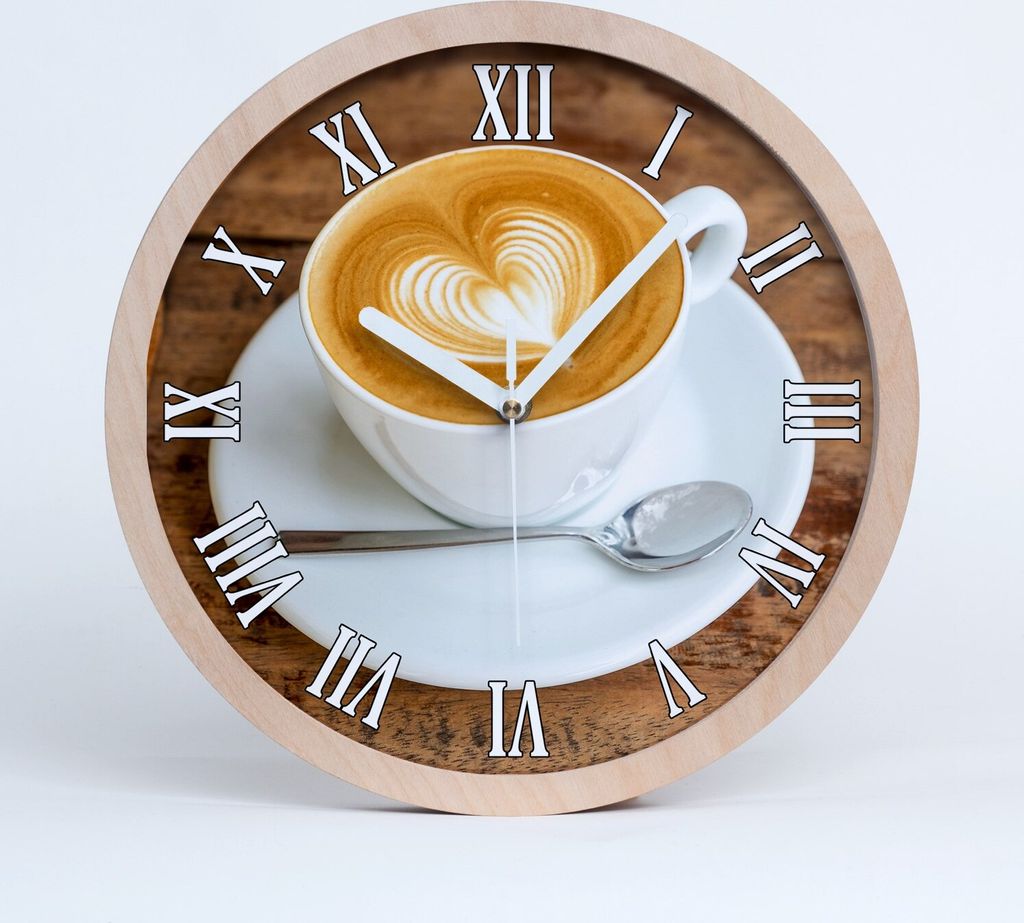 Holzuhr 25fi cm wanduhr - weiße Spitzen - Kaffee wiliżance
