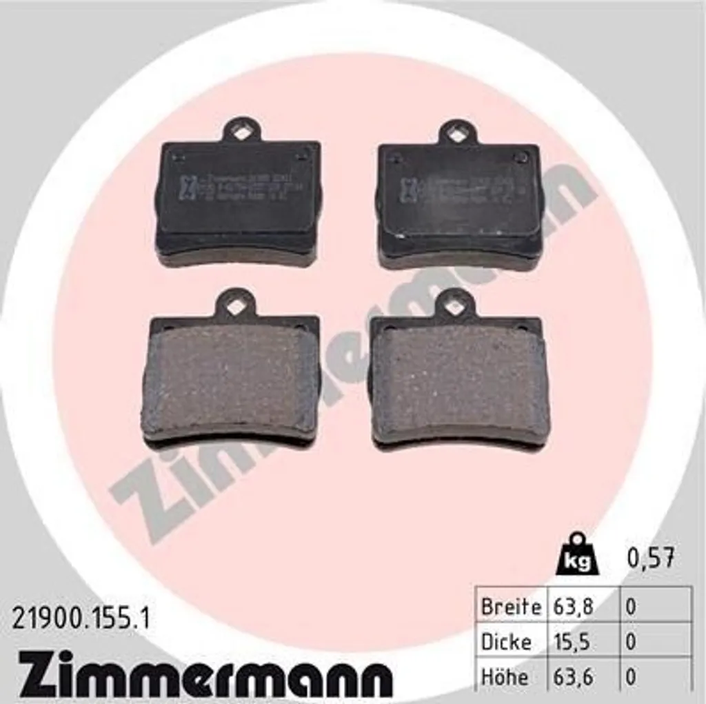 Zimmermann 21900.155.1 Plaquettes de Frein pour Classe C W202 et E C124