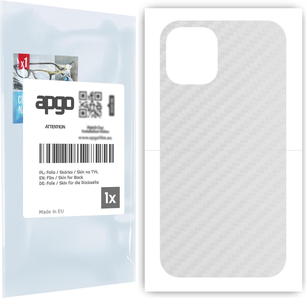 apgo Rückseite Schutzfolie für Apple iPhone 12 mini - Hinten Schutzfolie Carbon Transparent (durchsichtig), Rückseite Folie schützt vor Kratze...