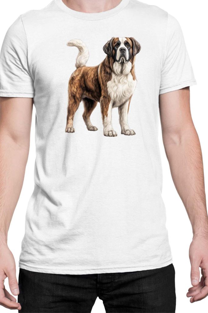 Herren T-Shirt Dogs Breeds Saint Bernard Dog Breed 005, Man 3XL / Weiß