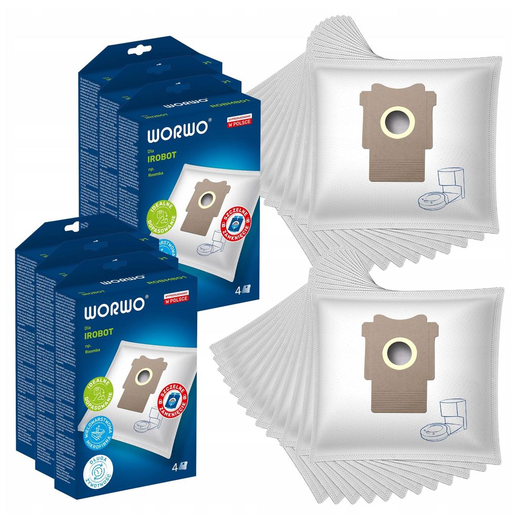 A product shot featuring multiple boxes of vacuum cleaner bags and a stack of individual vacuum cleaner bags.