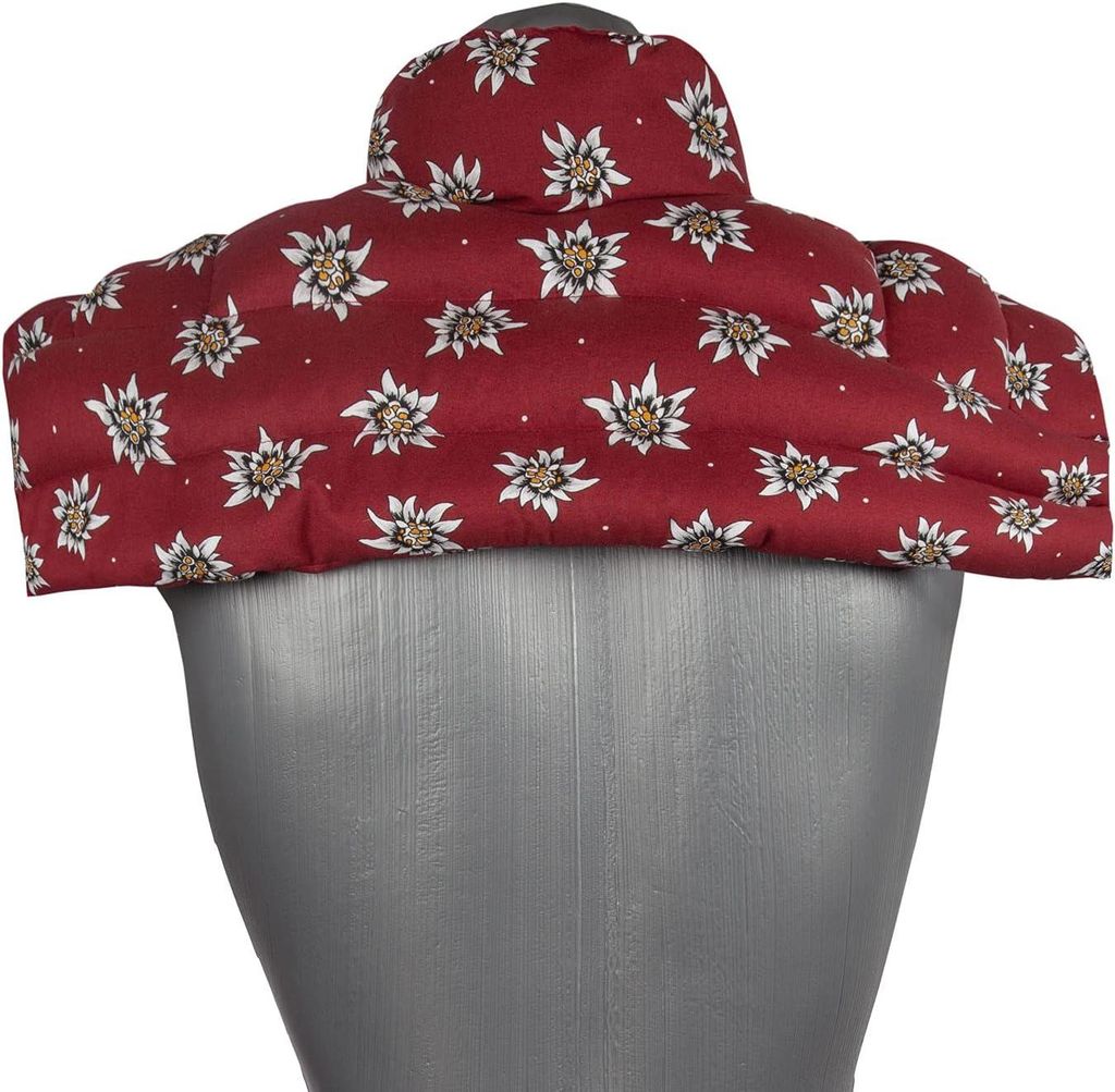 Körnerkissen Schulter & Nackenkissen mit Kragen. Unser Wärme-Nacken-Kissen ist eine große Alternative zum Nackenhörnchen (Blume-Edelweiß, Weizen)