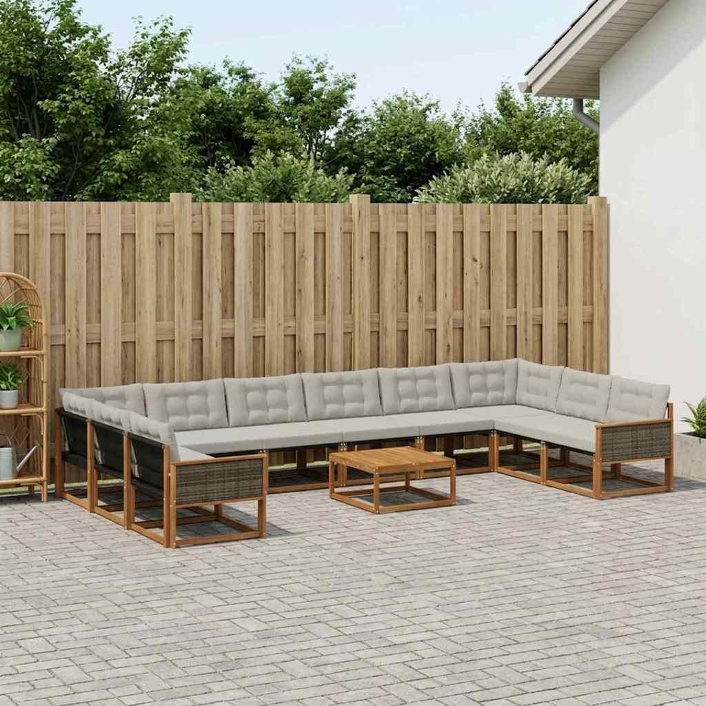 Möbel Outdoor-Sofagarnitur mit Kissen 11 pcs Natürlich und HellgrauGartensofas - Gartensofas c468