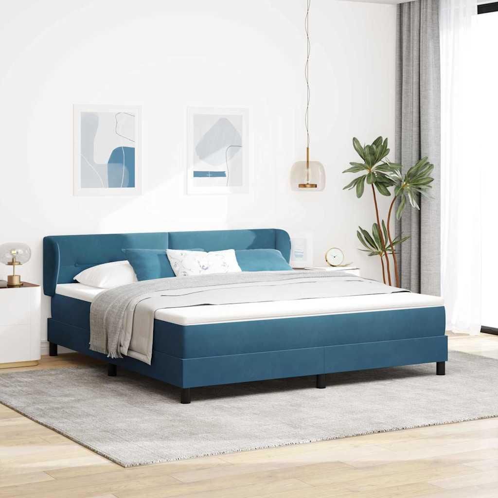 Maison Exclusive - Boxspringbett mit Kopfteil Dunkelblau 180 x 200 cm Samt