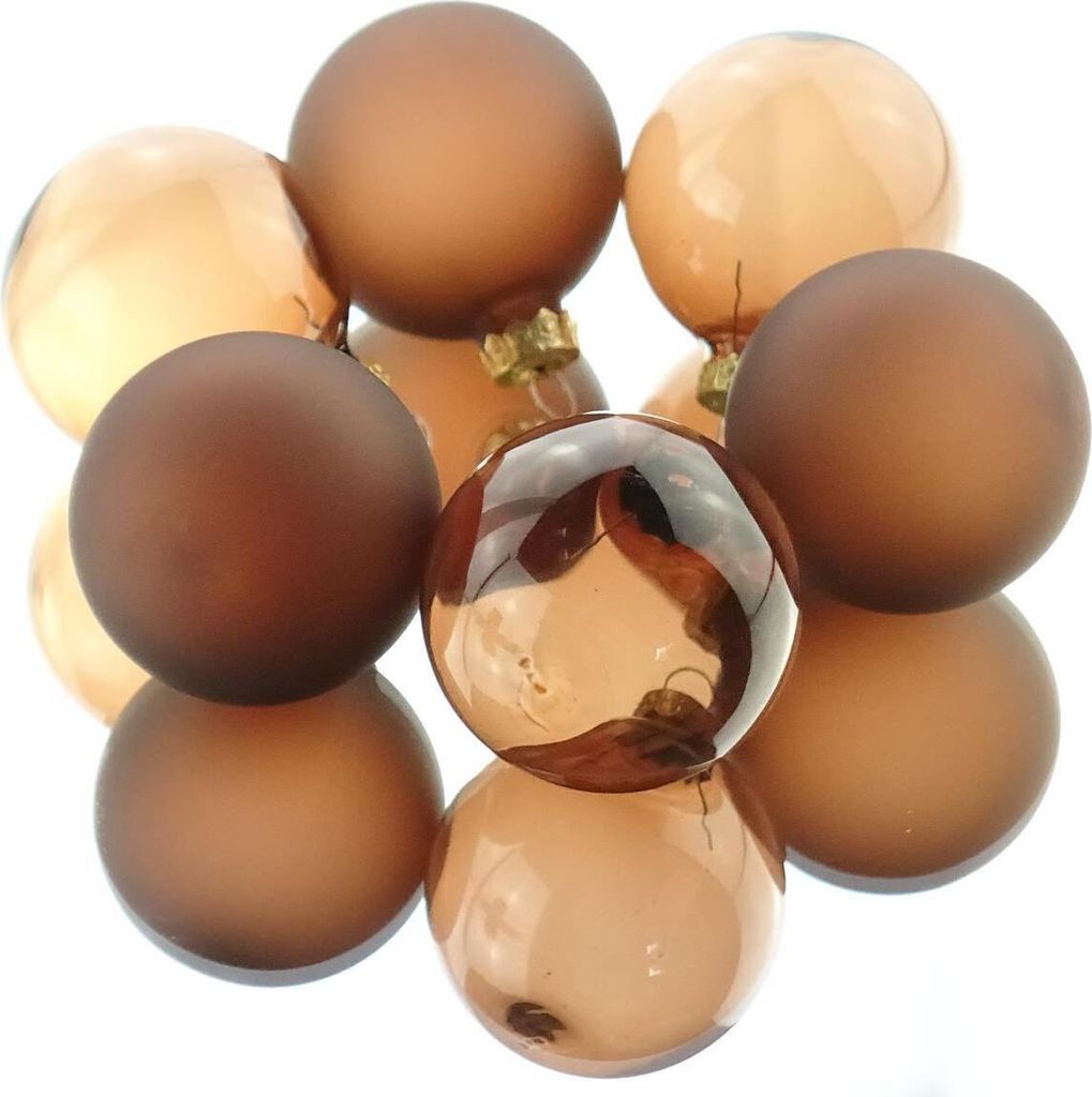 Christbaumkugeln Espresso braun transparent Ø 6 cm aus Glas - 6er Set
