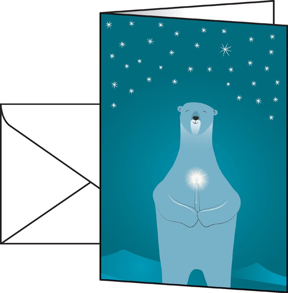 SIGEL DS077 Weihnachts-Karten "Polar bear with candle" - A6 - 10 Karten inkl. Umschläge