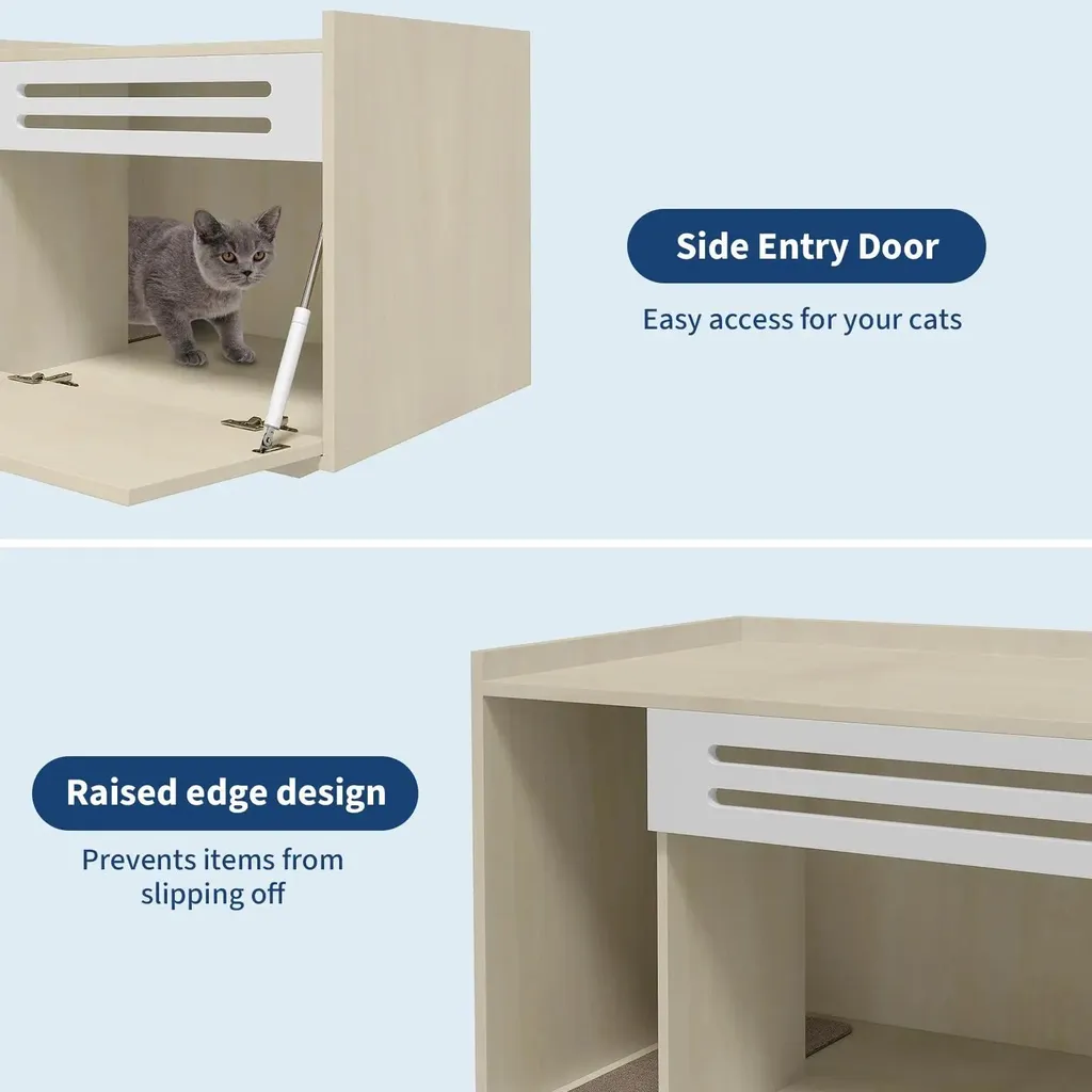 Table d'appoint pour salon avec cache-litière chat intégré en bois