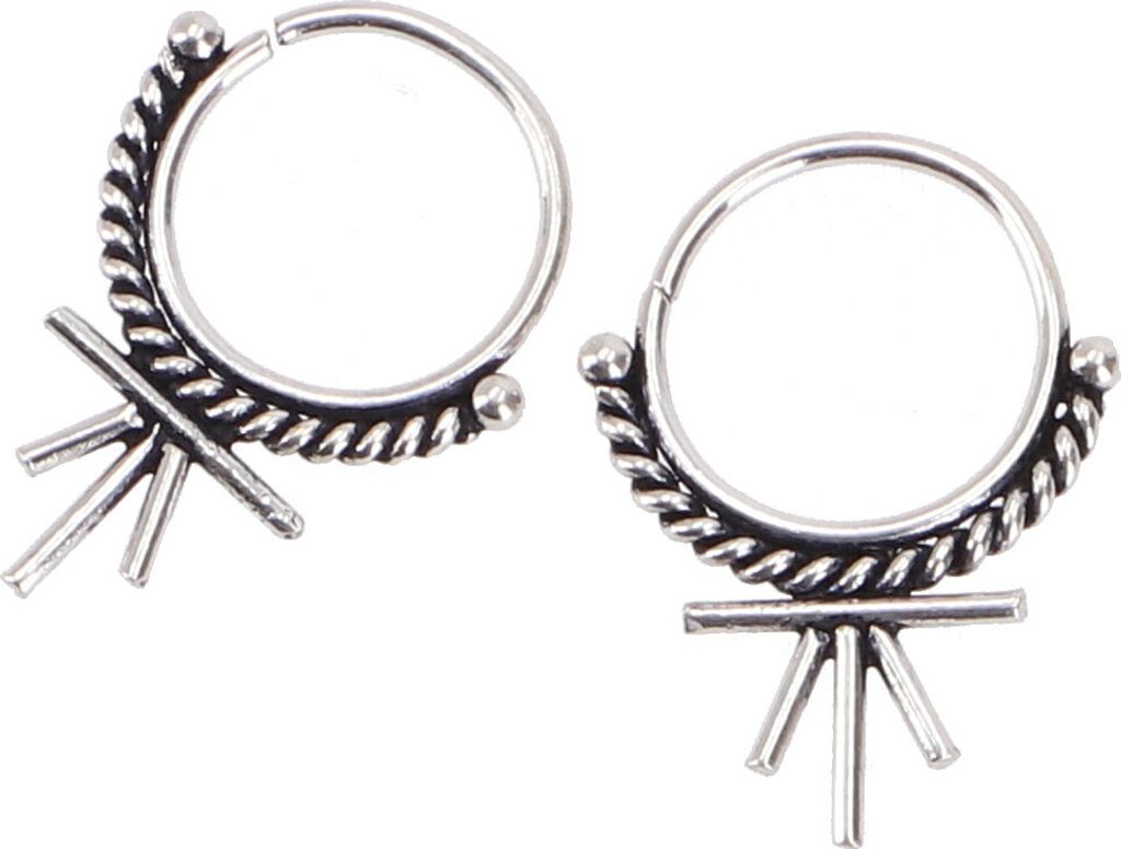 Ethno Ohrringe, Boho Silbercreolen, Septum Creolen - Modell 6, Silber-Farben, SterlingSilber, 1,5*1*0,1 cm, Silberohrringe