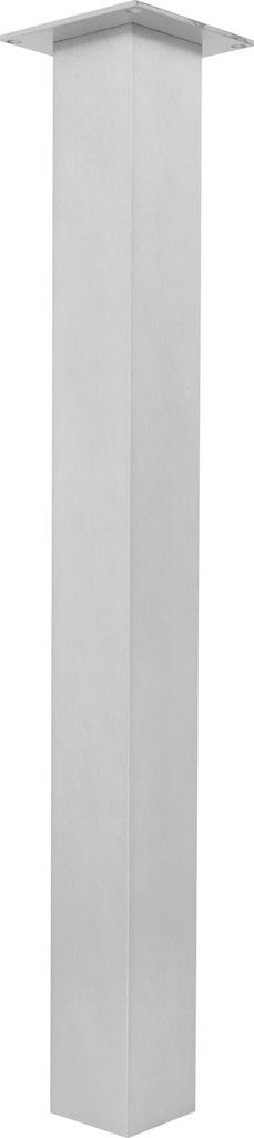 A single aluminum table leg with a mounting plate on top, shown against a white background.