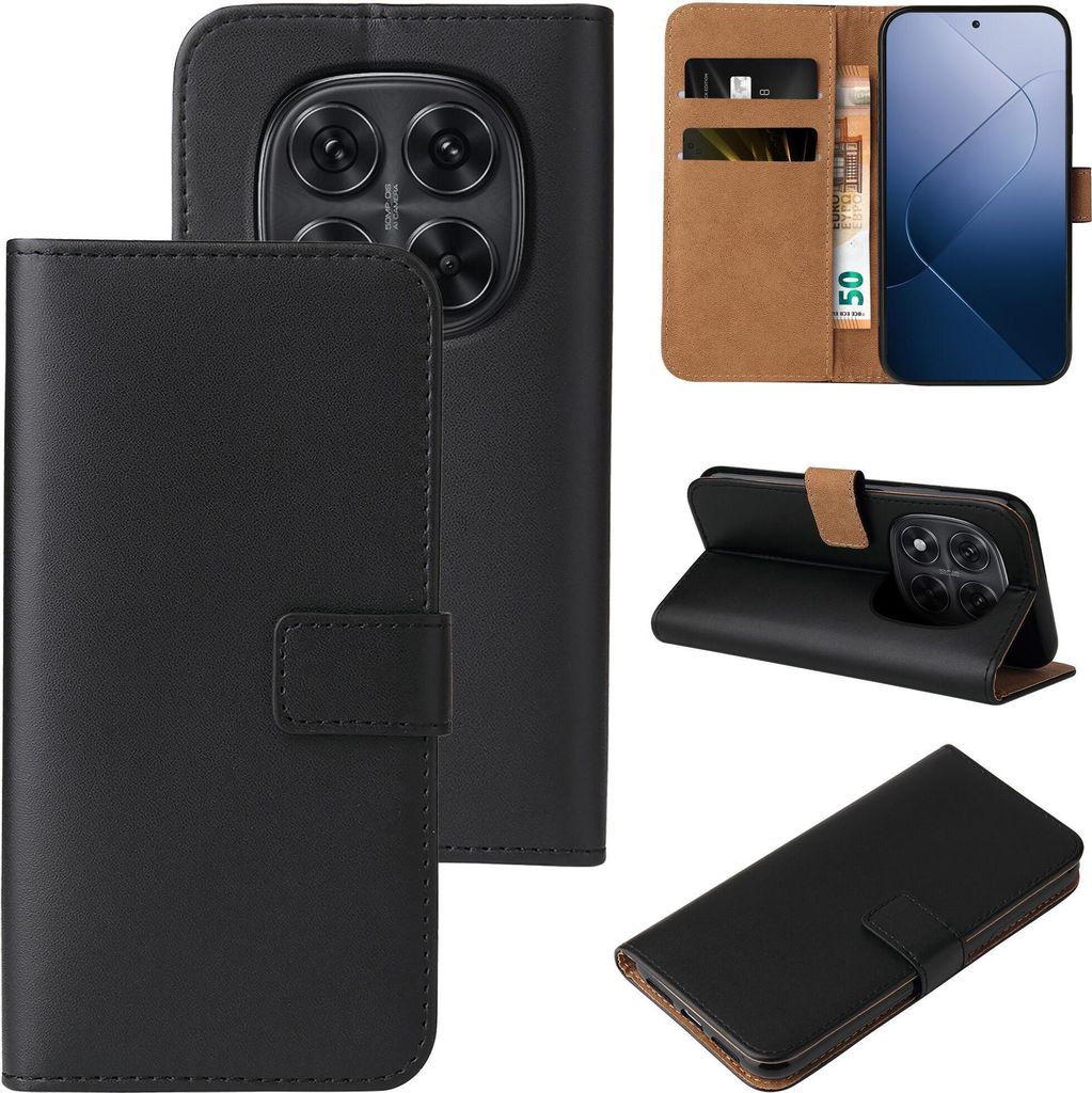 Handyhülle für Xiaomi Redmi Note 14 Pro Klapphülle Bookcase Flip Cover Hülle Handy Tasche Etui Farbe: Schwarz